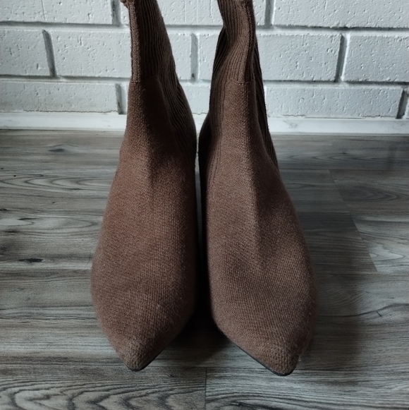 Vivaia Yedda Pointed-Toe Stripe Heeled Boots Tan Russet Brown Size 42 US 10 - Picture 3 of 7